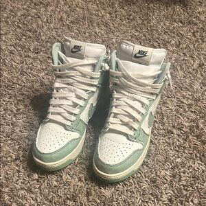 Nike High-Top Sneakers in Seafoam Green and White